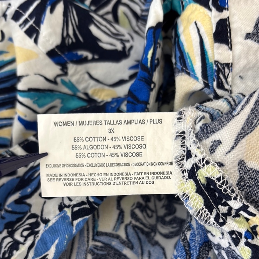 Erika Women's Button Down Shirt | Blue and Black Floral - Picture 7 of 7